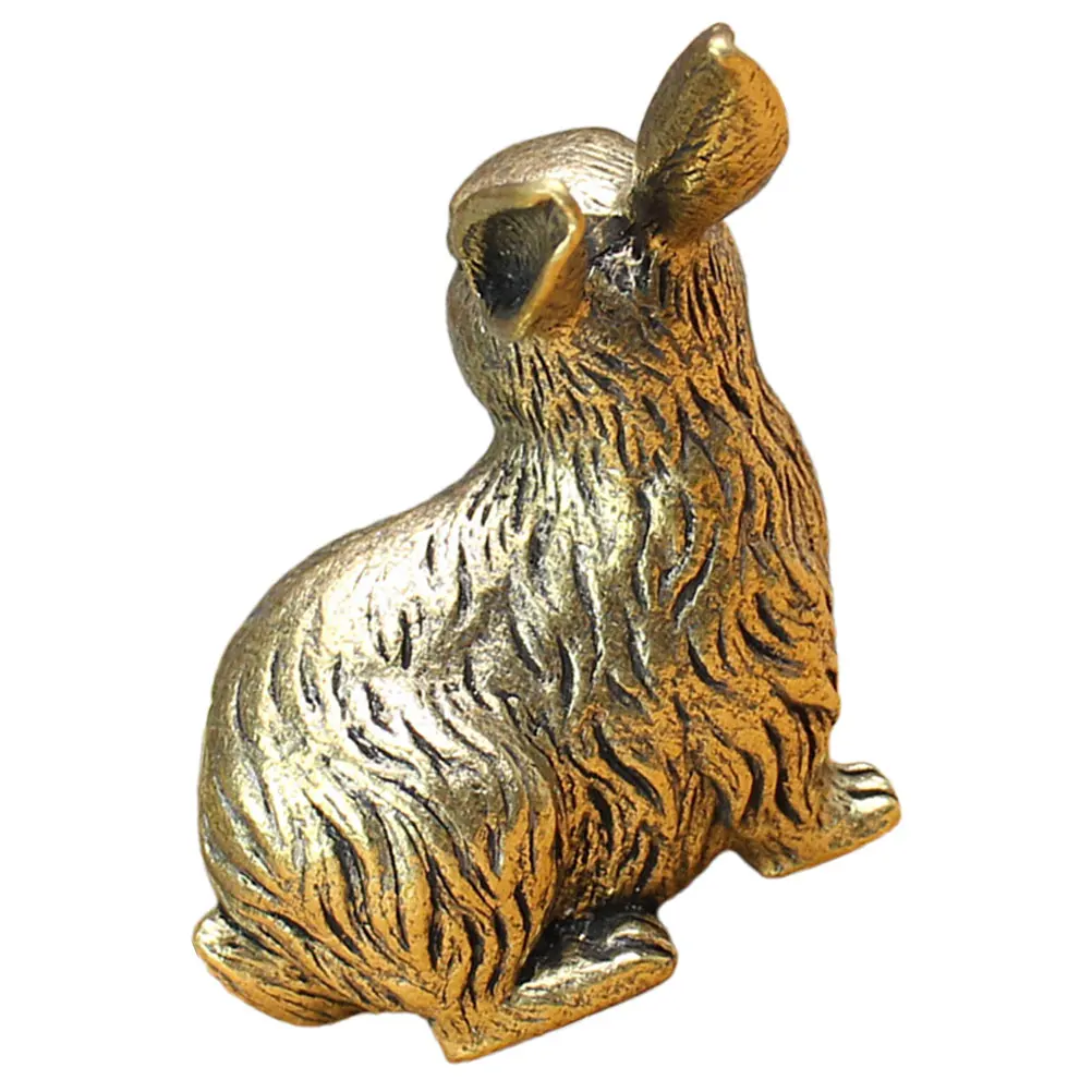 

Brass Rabbit Figurine 260g Vintage Desktop Bunny Craft Statues Adornment Office Decor Metal Alloy Small Statue