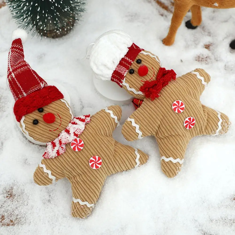 Gingerbread Man Christmas Ornaments Christmas Gingerbread Man Doll Plush Stuffed Toy Decorations for Tree Fireplace Display