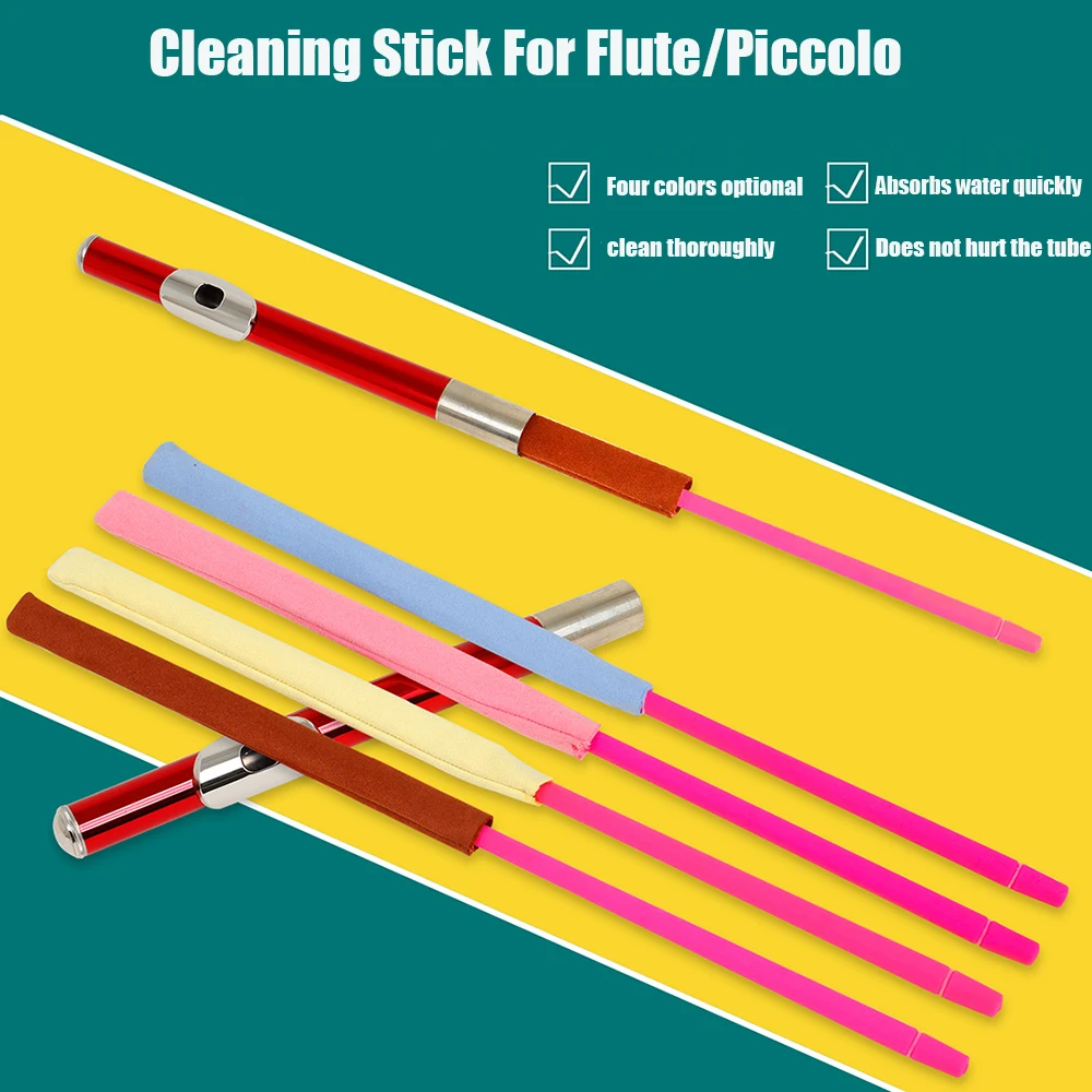 Flute Cleaning Rod Integrated Wiping Cloth Rubber Color Pass Rod Cleaning Set Wooden Duct Cleaning Tool