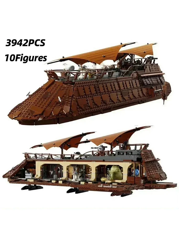 Günstigstes 3942-teiliges UCS Jabba Segelbarke Baustein-Displaymodell aus dem Weltraumfilm, Zusammenbaubares Spielzeug für Heimdekoration, Geschenk für Erwachsene