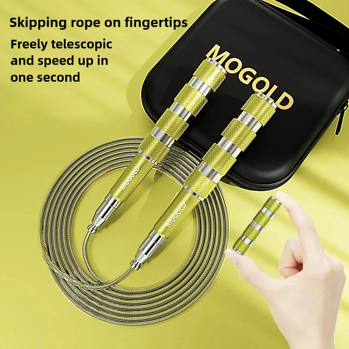 MOGOLD Non-slip Wire Jump Rope – High-Strength & Durable, Modern Minimalist Design, Worry-free Workout!