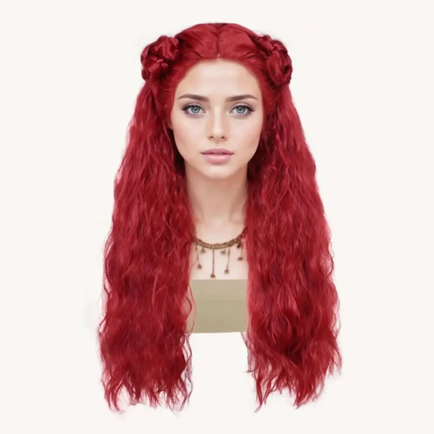 Synthetic Red Costume Wigs for Women Girls Kids Halloween Wigs Red Hair Curly Wavy Descend Cosplay Anime Movie Musicals Wig