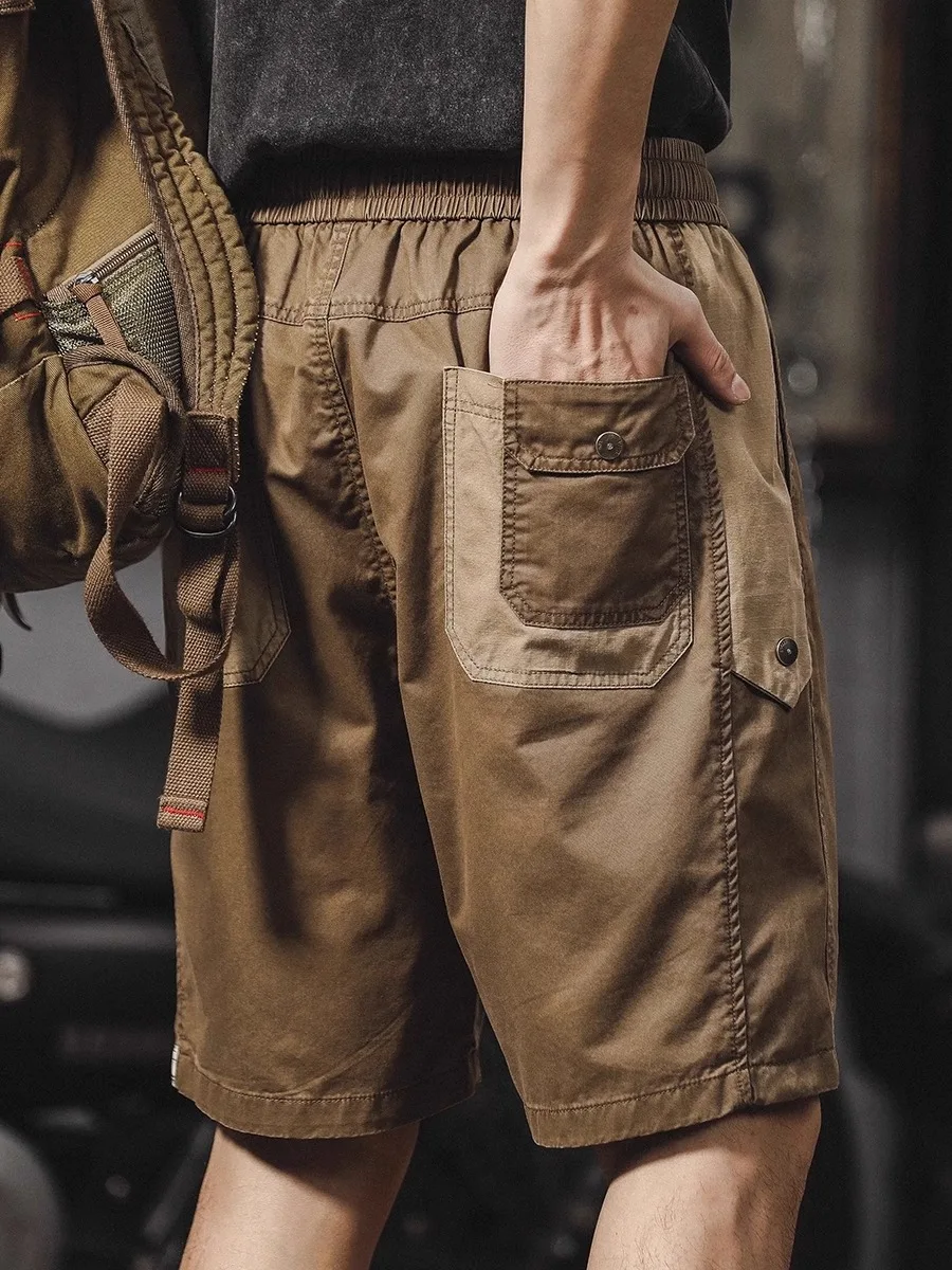 

Loose Fit American High Street Workwear orts Men Summer Thin Splice Color Blo Trendy Brand Straight Leg Five-Quarter Pants