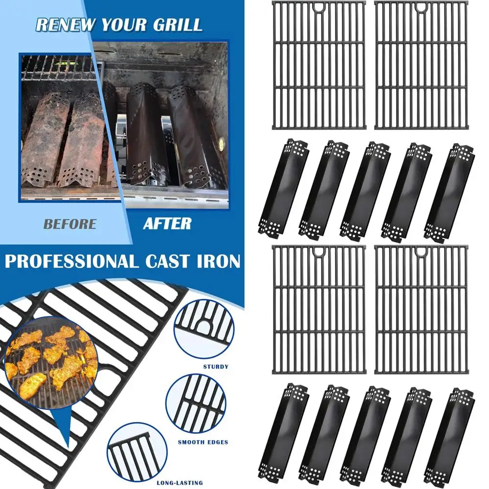 

Комплект запасных частей для горелки Nexgrill 4-5: нагревательные пластины из фарфоровой стали и чугунные решетки для моделей Home Depot 720-0888N, 720-0