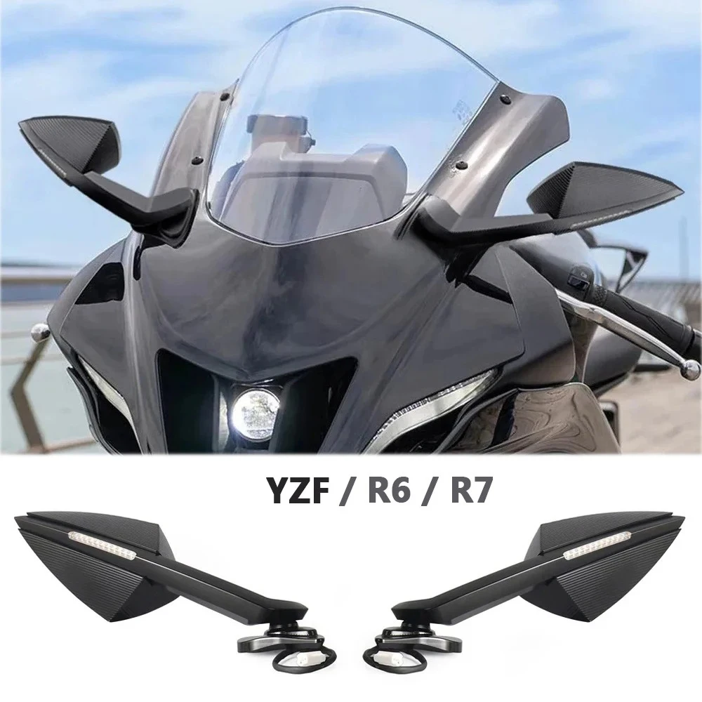 

Motorcycle Accessories Rearview Mirror For Yamaha YZF R7 R6 YZF-R7 YZF-R6 Side Mirrors with LED Turn Signal Light