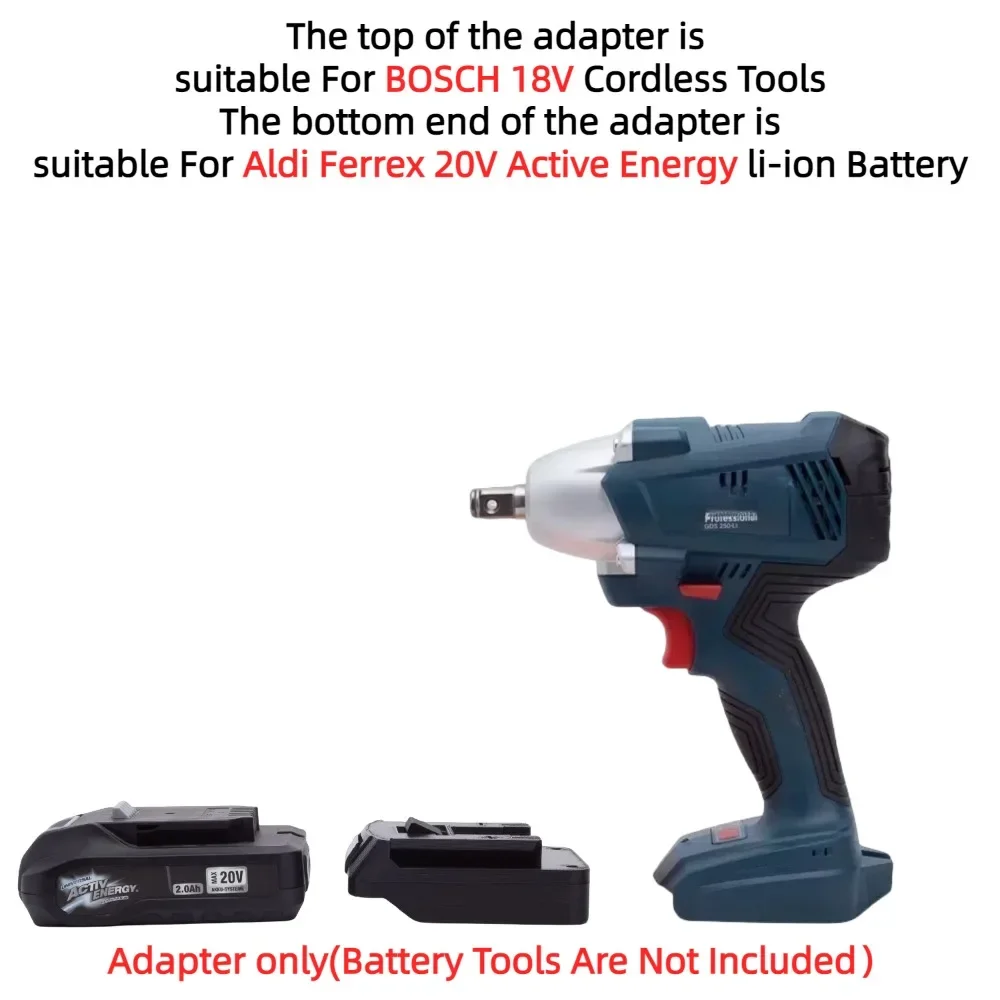 Imagem -04 - Adaptador Conversor de Bateria para Bateria de Lítio de Energia Ativa Aldi Ferrex 20v para Ferramentas de Perfuração sem Fio Bosch 18v Apenas Adaptador