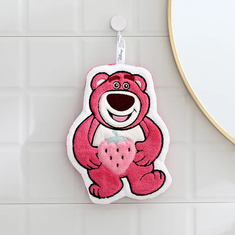 Disney Cartoon Lotso Cute Children's Quick-drying Portable Hanging Bathroom Thickened Coral Velvet Water-Absorbent Hand Towel