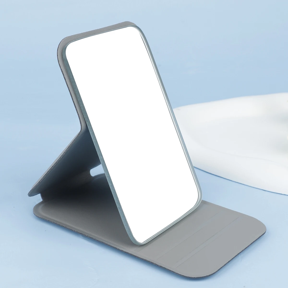 1/2pcs Folding Makeup Mirror High-quality Portable Pocket Makeup Mirror Single-side Creative Women Solid Color Handle Desk