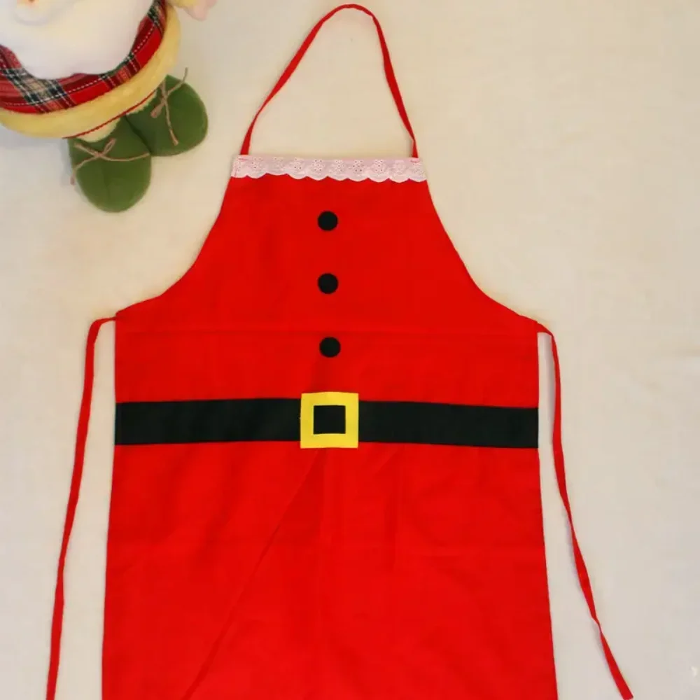 5PCS Adult Kids Christmas Apron Christmas Red Dress Apron Hotel Cooking and Baking Chef Apron Holiday Decoration Christmas Party