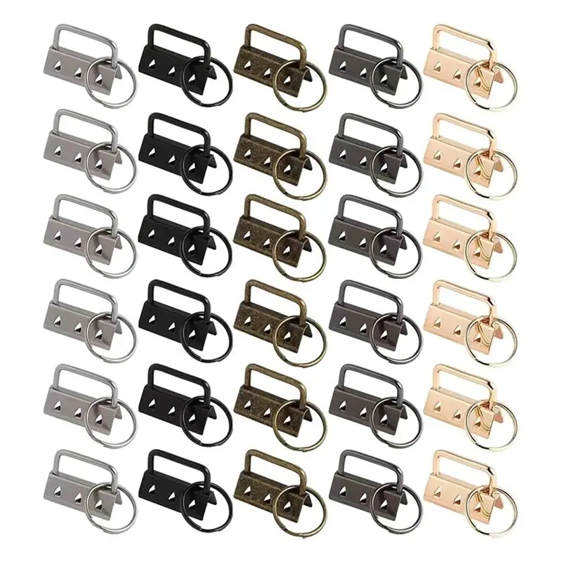 

ABEZ 30 Pack 5 Color Metal Ribbon Hanging Clip Keychain Hardware With Key Ring DIY Tools