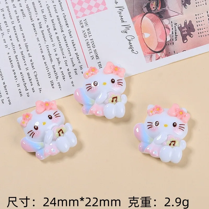 100 sztuk Cartoon Sanrio impreza muzyczna Flatback kaboszony z żywicy na spinkę do włosów Scrapbooking DIY Decor akcesoria rzemieślnicze