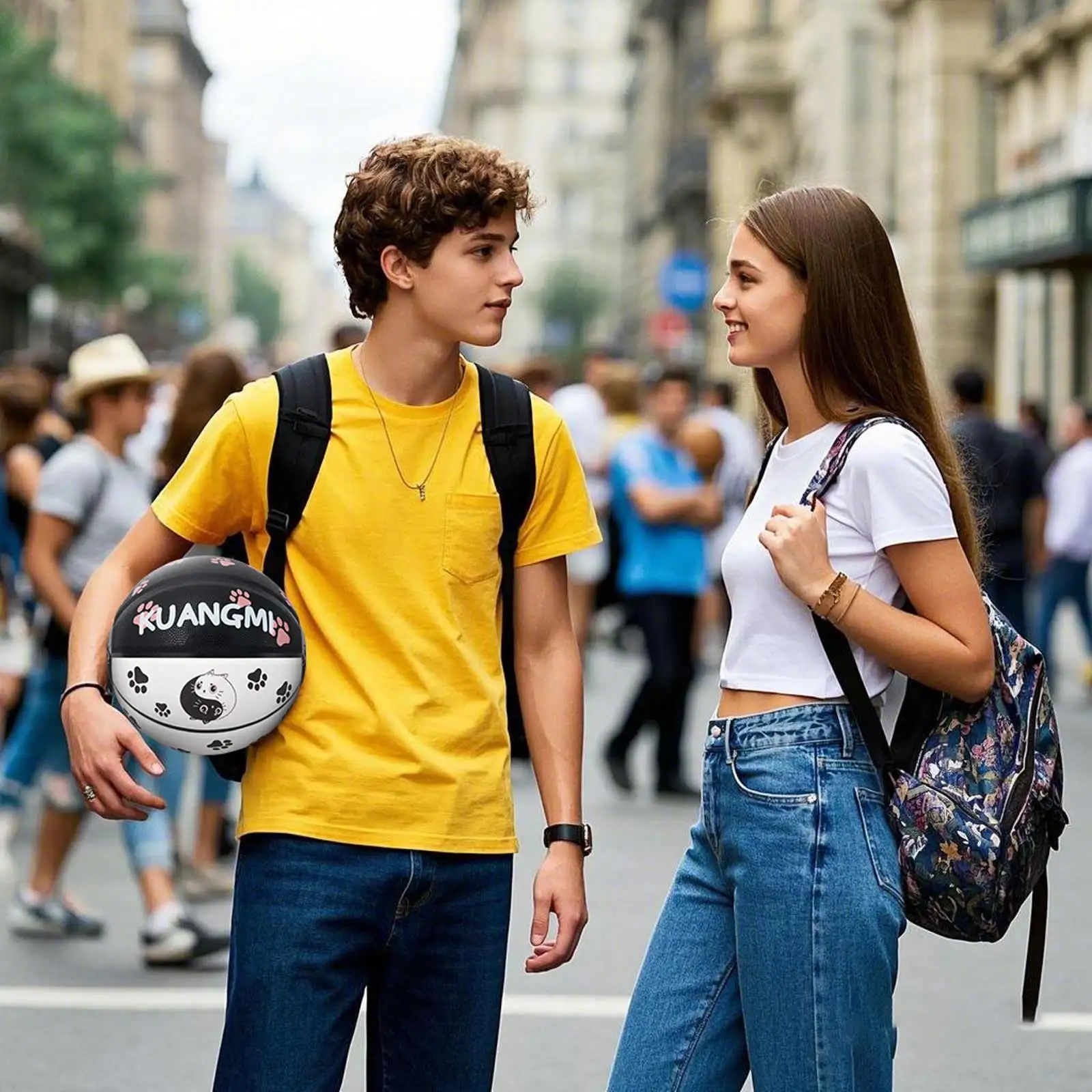 Kuangmi Basketball，Cat Series, Size 5/6/7 , Indoor/Outdoor, Fun Novelty Gift for Cats and Basketball Lovers，KMBB536