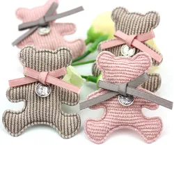 12Pcs 4*4.8cm Handmade Gold stamp bear Padded Appliques For Baby headwear Decor crafts hairpin Ornament Accessories wholesale