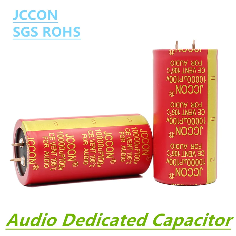 1PCS JCCON 100v10000uf Audio Electrolytic Capacitor 10000UF100V 35x70 Red Robe Copper Foot high Fidelity Amplifier Low ESR