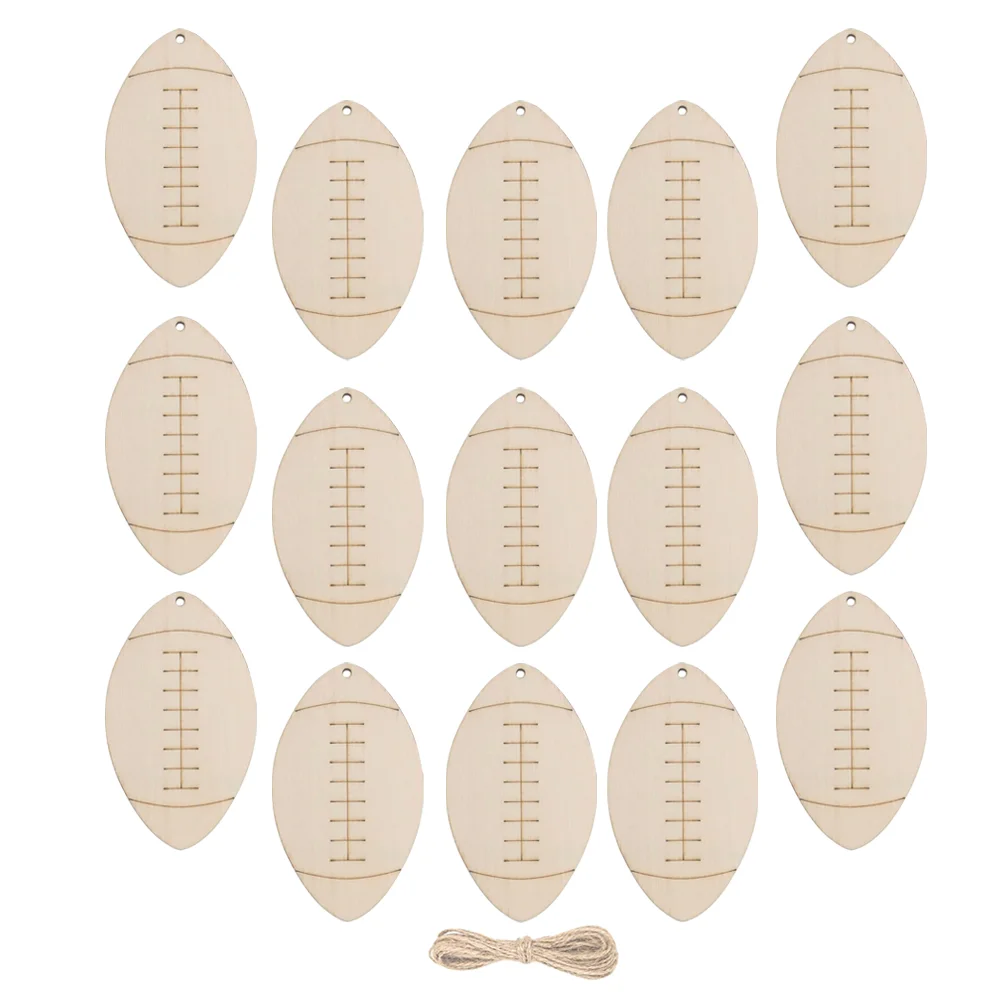 Wooden Pieces Football Chips Tabs Letter of The Day Fathers Crafts for Kids Blank Blanks