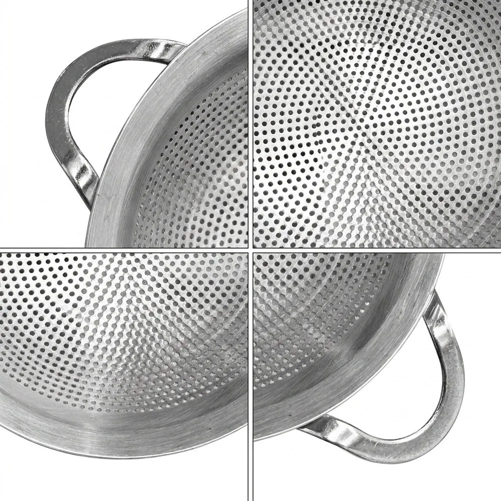 Stainless Steel Mesh Strainer with Uniform Fine Holes and Sturdy Loop Handles for Oil Filtering Flour Sifting and More