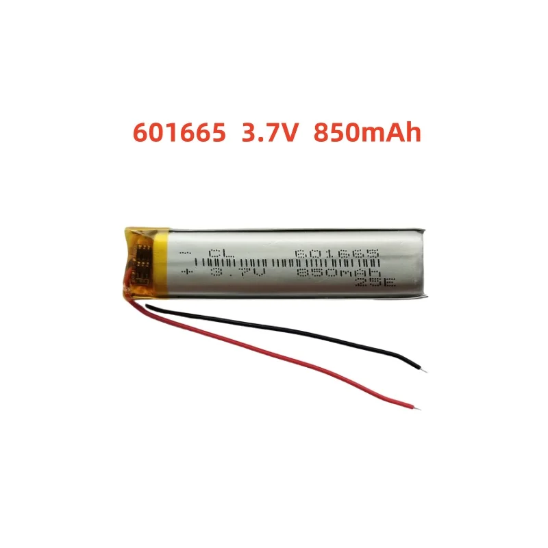 

3.7V 850mAh Li-Polymer Replacement Li Lipo Battery 601665 JST 2Pin 1.0/1.25/1.5/2.0/2.54mm Connector For GPS Camera LED