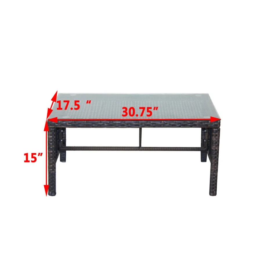 Muebles de exterior para patio 1 mesa de centro con vidrio templado transparente