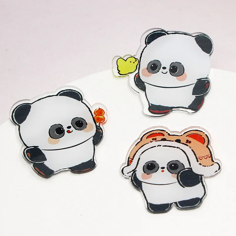 

45MM Resin Acrylic Flat Back Cartoon Cute Panda Hair Jewelry Flat Back Findings Accessories DIY Fittings