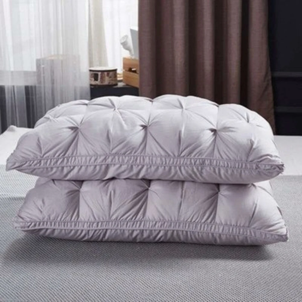 J1UL1N 2 Pcs Down Feather Pillow Cotton Frosted Thickened Cervical Pillow Five-Star Hotel Sleep Pillow Feather Pillow