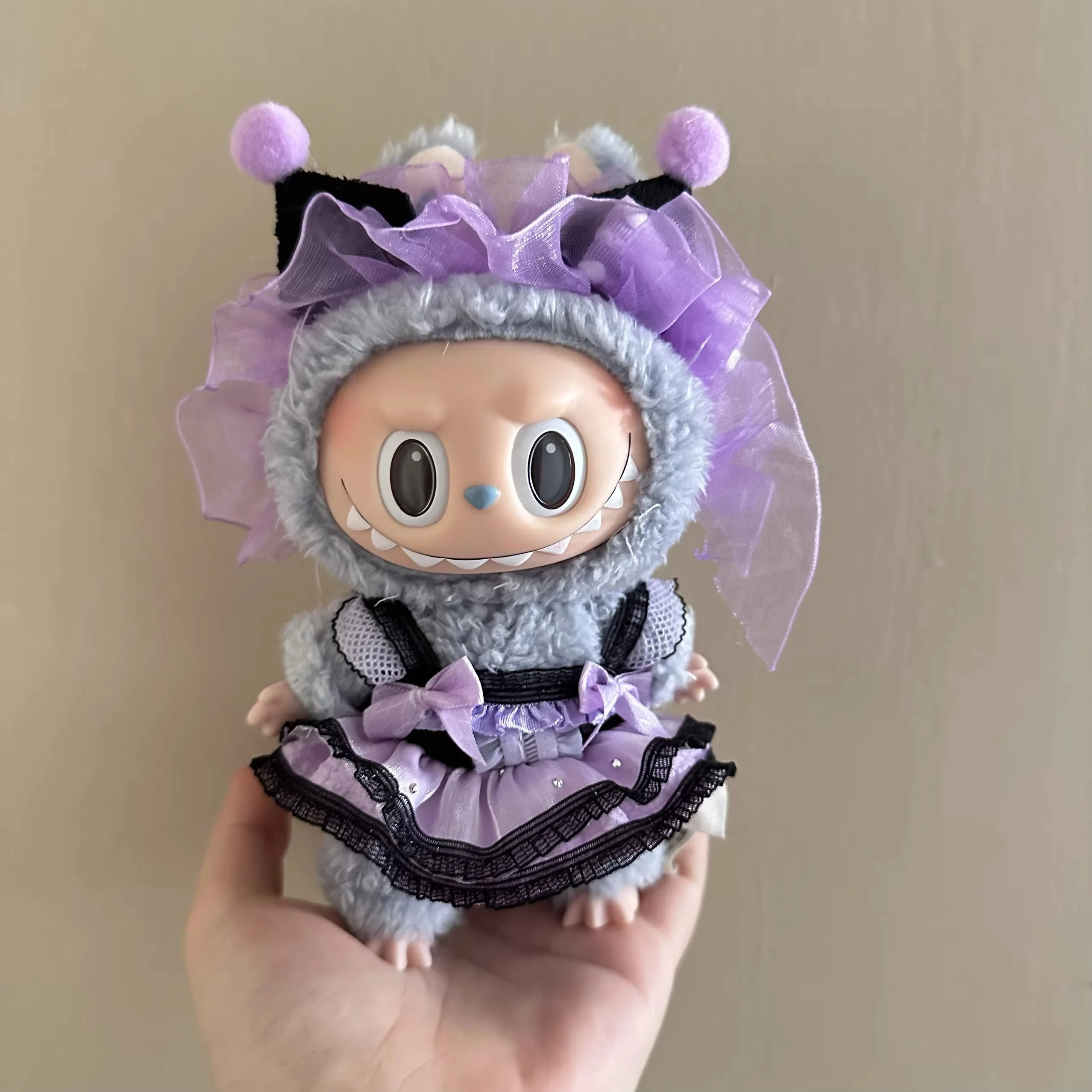 Labubu 17cm Kuromi Outfit With Vinyl Pendant Doll Clothing Accessories Transformed Into Cute Dress Purple Girlish Dress Gifts