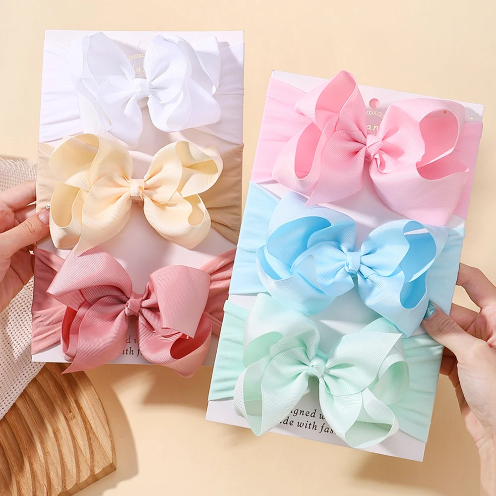 Wide Nylon Elastic Headband para Meninas Recém-nascidas, Big Bows, Acessórios para Cabelo, Headband, Ribbon Bows, Kids, Baby Headwear, 1Pc