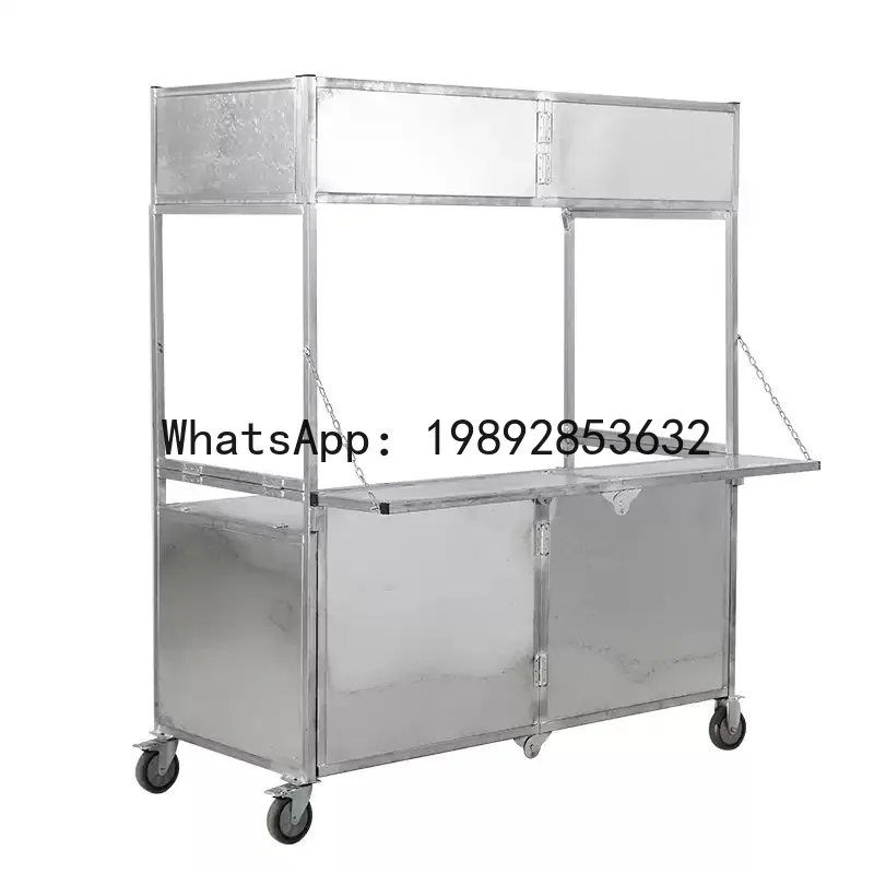 Hys mobile commercial foldable stall cart hand push shelf hot stew movable stall snack food truck image 5
