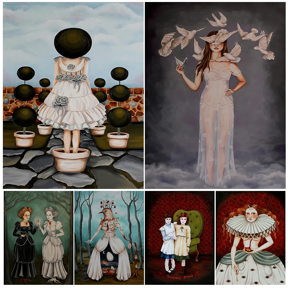 

Opening Pandoras Box And The Tree Mother Abstract Wall Art Canvas Print Imaginary Friend Gothic Vintage Art Poster Print Decor
