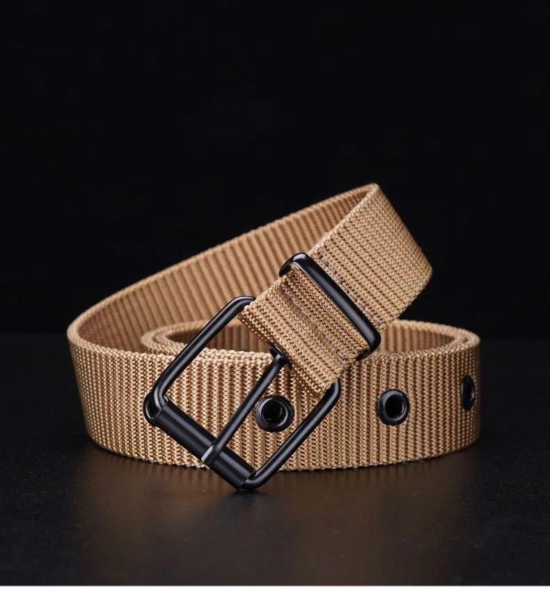 Herren-Gürtel aus Canvas und Nylon im neuen Stil – gewebter Ledergürtel mit Dornschließe, vielseitiger, verdickter und verschleißfester Taillengürtel für Hosen – Detail 4