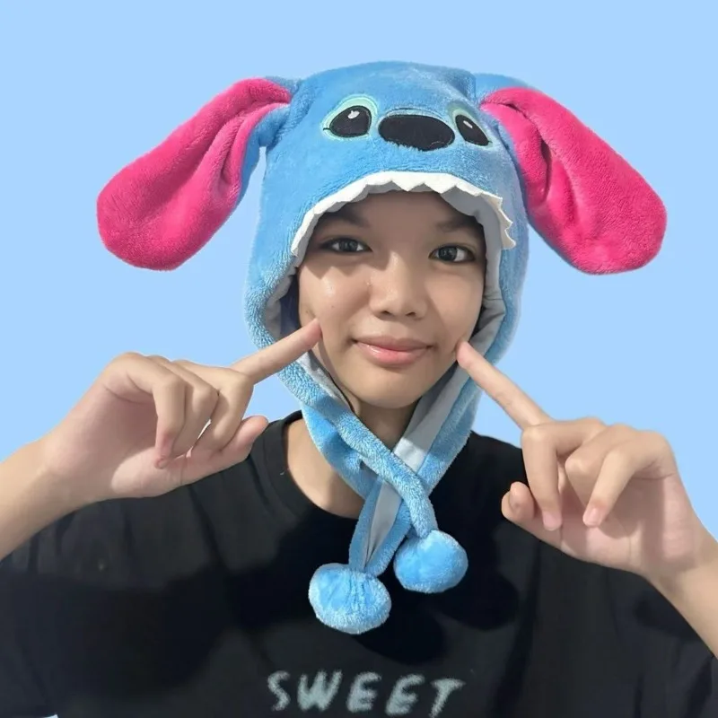 หมวกดิสนีย์สติทช์ ดีไซน์สร้างสรรค์ คุณภาพสูง สไตล์การ์ตูนอนิเมะ สำหรับเด็กชายและเด็กหญิง ฤดูใบไม้ร่วงและฤดูหนาว หมวกกันหนาวพร้อมที่ปิดหู