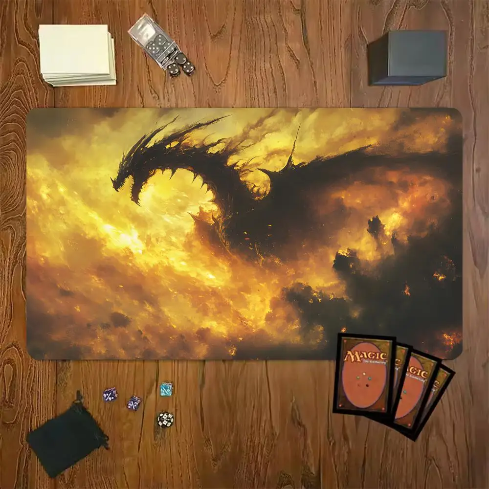 Sandstorm Black Dragon TCG Playmat Magic Card Battle Mat Non-Slip Durable Stitched Edge 35X60CM Desk Mat Tapete Magic Mat