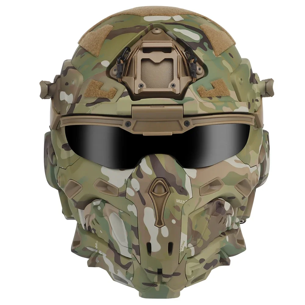 Masque facial intégral tactique en maille d'acier, type casque/monté Masque facial intégral tactique en maille d'acier, type casque/monté