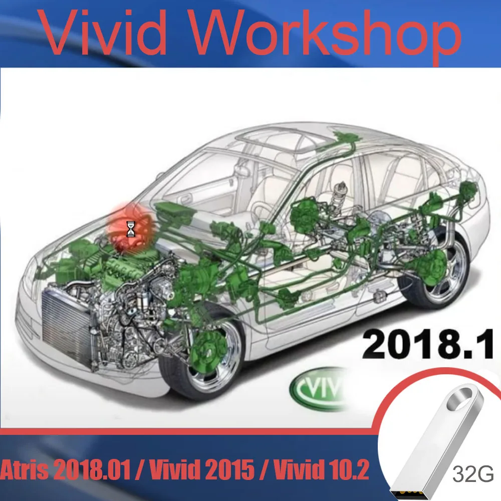 2022 Hot Automotive Vivid Workshop DATA 2018.01 (Atris-Technik) link 32GB USB CD DVD Europe Repair Software Atris Parts