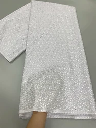 Pure White Luxury Austria Cotton Lace Fabric Swiss Fine Eyelets Embroidery Polished Lace Fabric For Men Ceremony Dresses Fabric