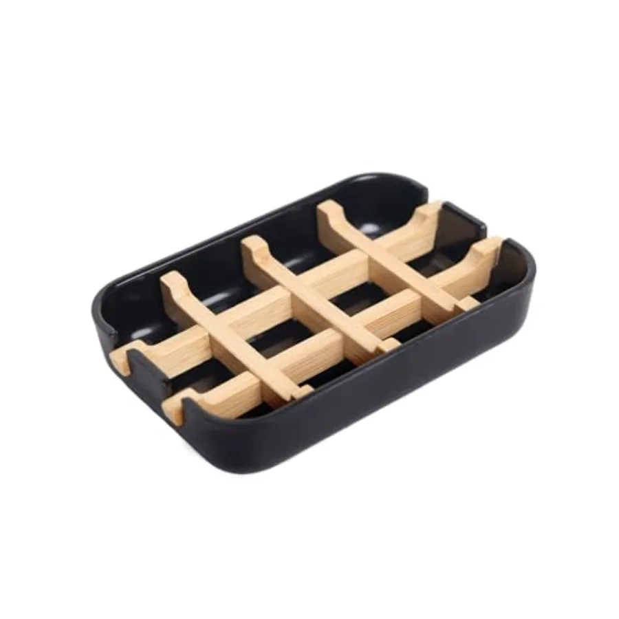 

Bamboo Fiber Soap Holder and Soap Dish Combination for Bathroom Bar Soap Holder Sink Deck Bathtub Shower Tray