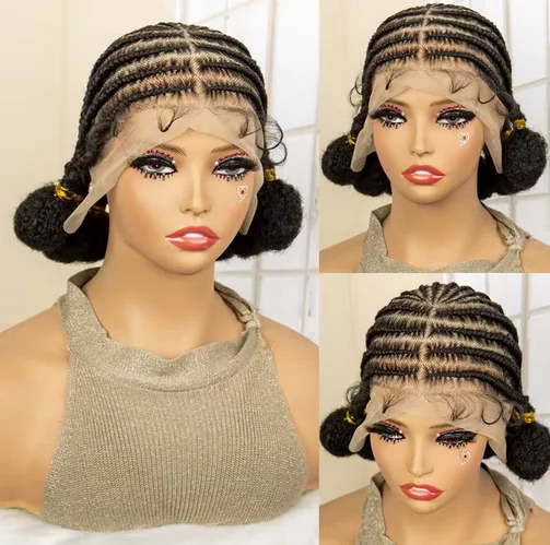 Synthetic Full Lace Bantu African Knotless Box Braids Wig Lightweight Lace Frontal Braiding Wig Cornrow Braided Wigs for Women