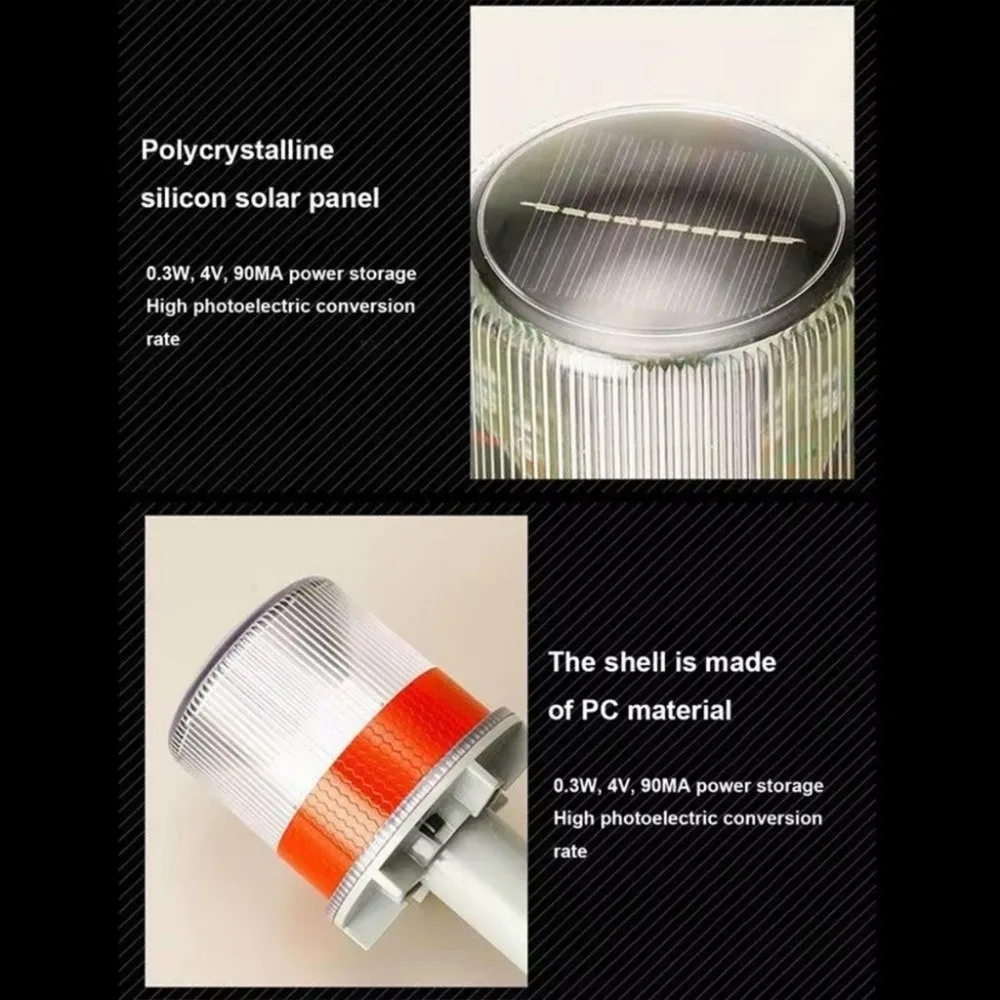 أضواء ستروب متينة تعمل بالطاقة الشمسية من الدرجة الصناعية، مصباح وامض مقاوم للماء، مصباح وامض آمن عالي الوضوح للسيارة