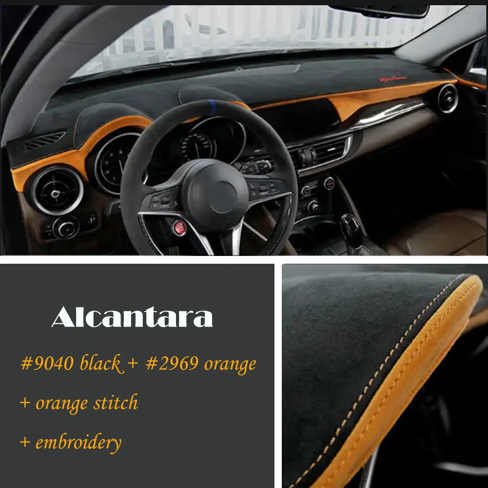 Car Dashboard Covers in Alcantara for Alfa Romeo Stelvio 2018-2020 Car Accessories Dashboard Sunshade Cushion Pad Carpets