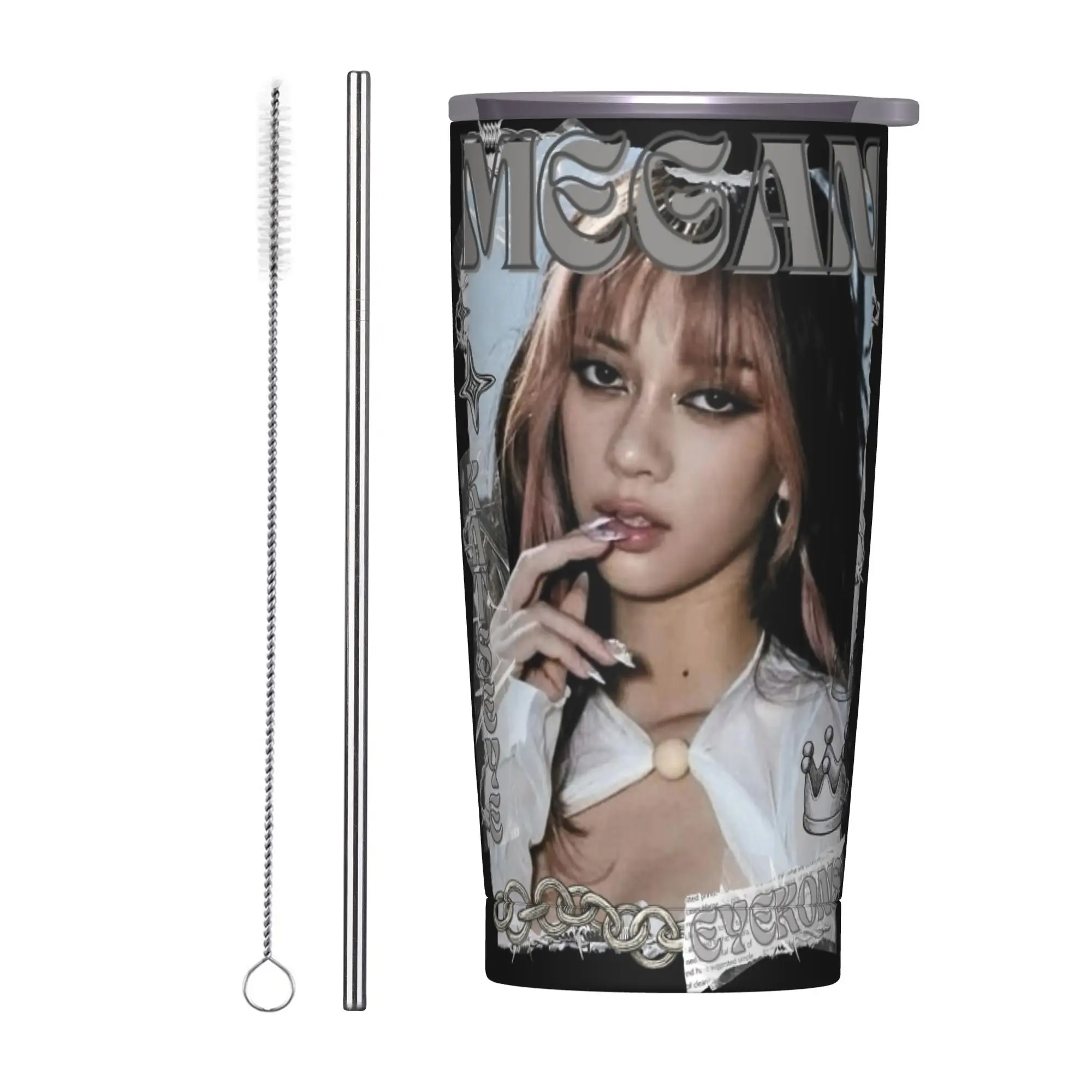 Stainless Steel Tumbler KATSEYE Megan Kpop Y2K Group Thermal Cups  Heat Preservation Cold Drink Mugs Cup Travel Water Bottle