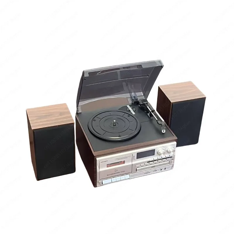 Retro vinyl record player, multi-functional CD tape, Bluetooth integrated American-Taiwanese light luxury small electric audio