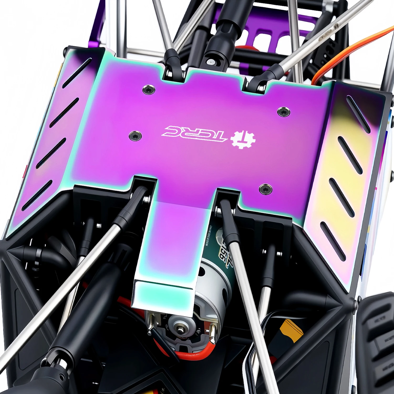 TCRC Colorful Stainless Steel Chassis Skid Plate Armor Guard Plate Protection for Axial 1/8 AXP8 Gilamon Trail Buggy Upgrade