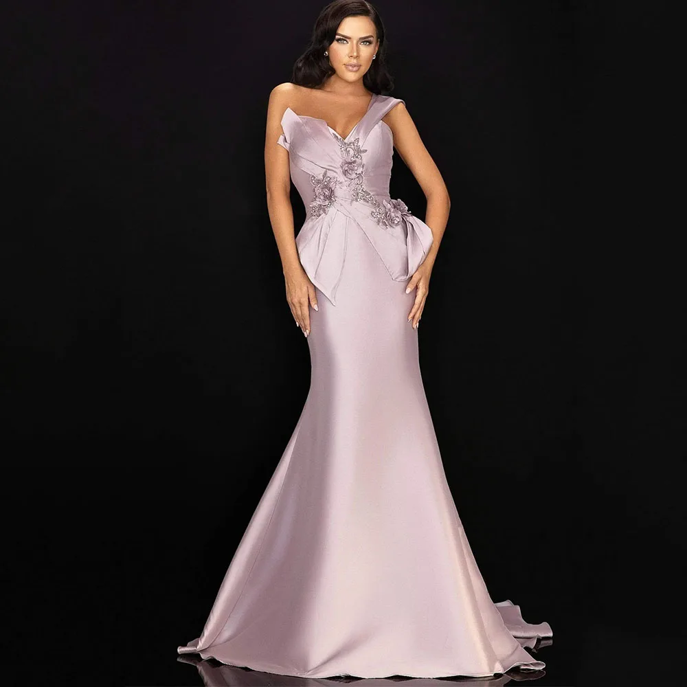 

Arya Elegant Evening Dresses Satin for Floor-Length One-Shoulder Prom Dress Appliques Mermaid Vestidos De Fiesta Customized
