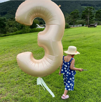 Large Digital Cream Color Balloons Caramel 1-9 Number balloon Helium Ball Girl Kids Adult Happy Birthday Party Decor Wedding