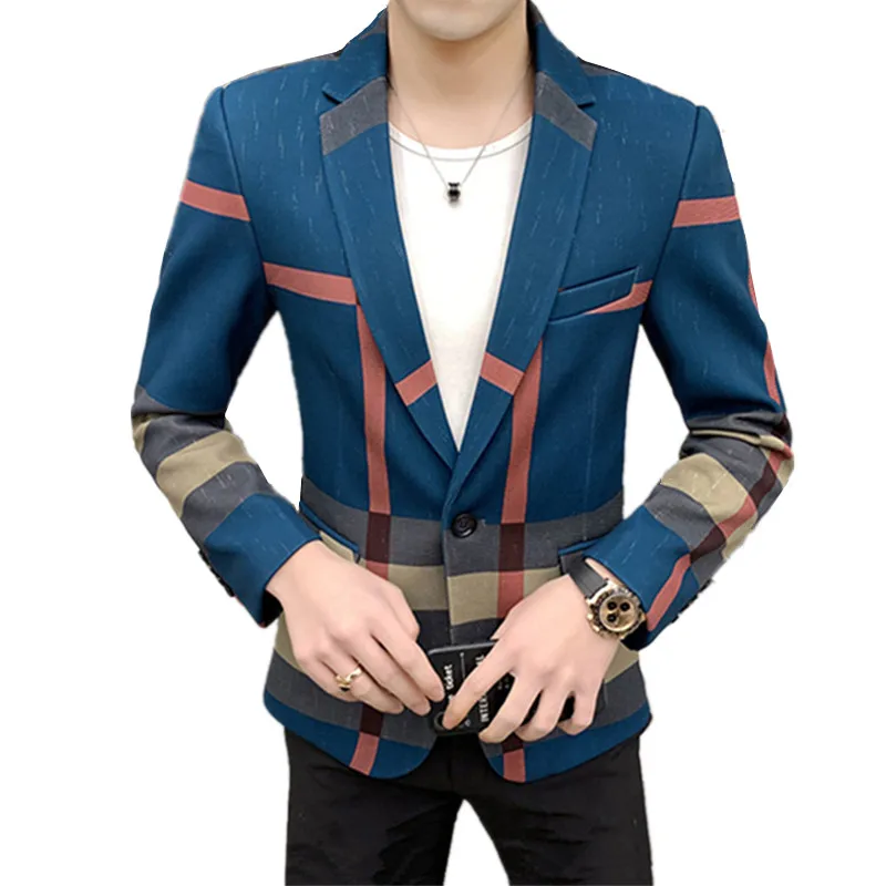 2023 Fashion New Men\'s Casual Suit Jacket Boutique Business Dress Suit Coat British Style Male Houndstooth Grid Plaid Blazers