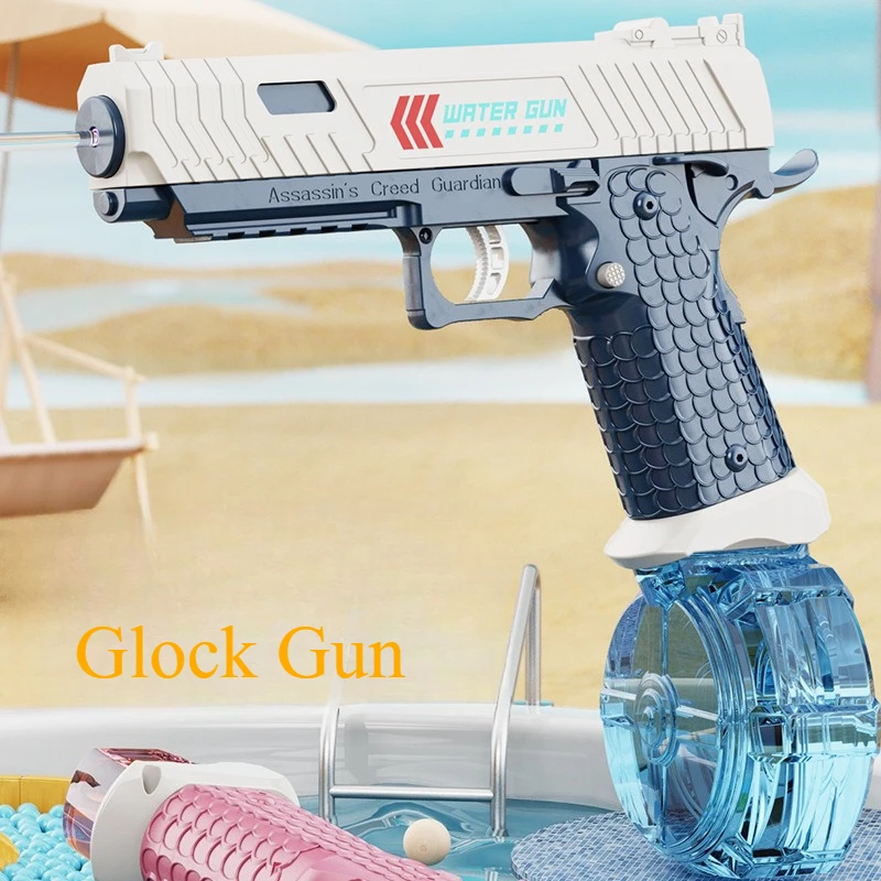 Pistola de agua eléctrica continua, juguetes de tiro, Glock de agua pulverizada para niños, gran capacidad de largo alcance