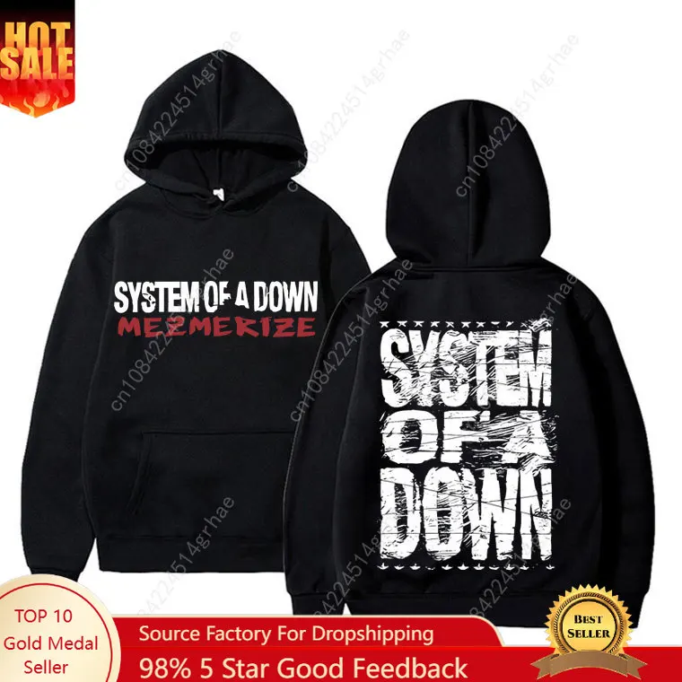 

90s Vintage Rock Band System of A Down Mezmerize Print Hoodie Men Women Alternative Metal Music Sweatshirt Men's Gothic Hoodies