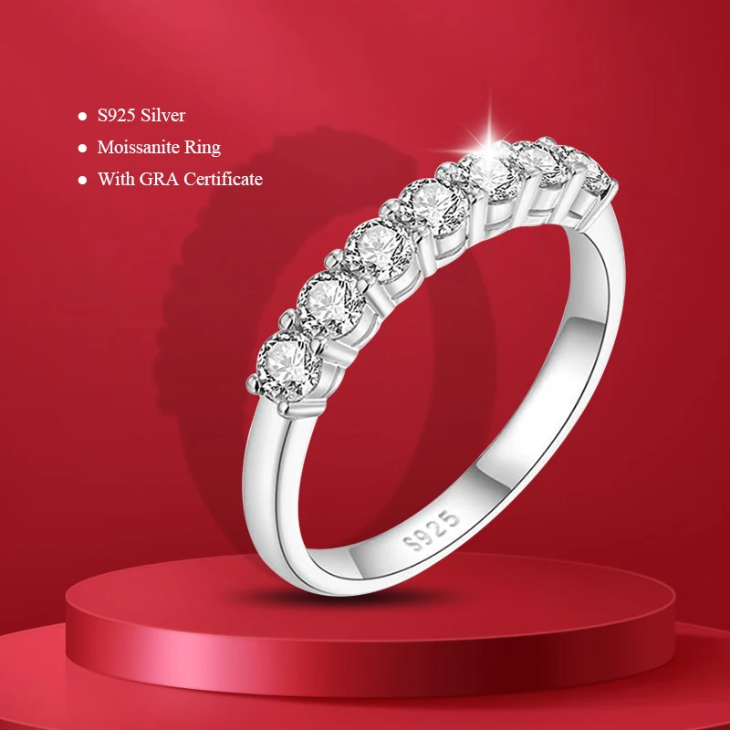

Moissanite Rings for Women S925 Silver Engagement Wedding Sparkling Pass Diamond Tester Pen Ring Fine Jewelry Gift