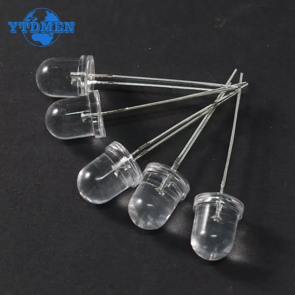10/20PCS 8mm Transparent LED Emitting Diodes F8 Light LED Diode Super Bright White Red Yellow Blue Green for Electronic Kit