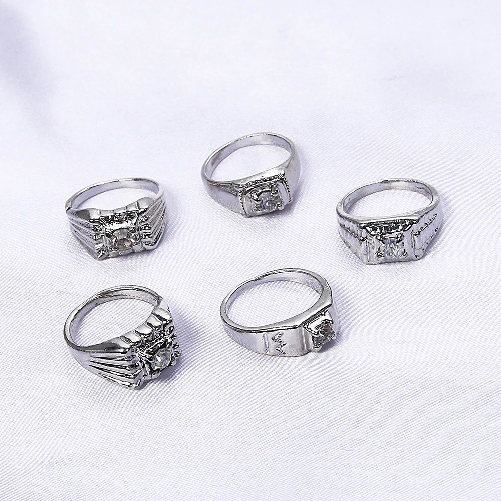 QianBei 10PCS Two Color Women Man White Zircon Anniversary Classic Rings Jewelry Hot Free