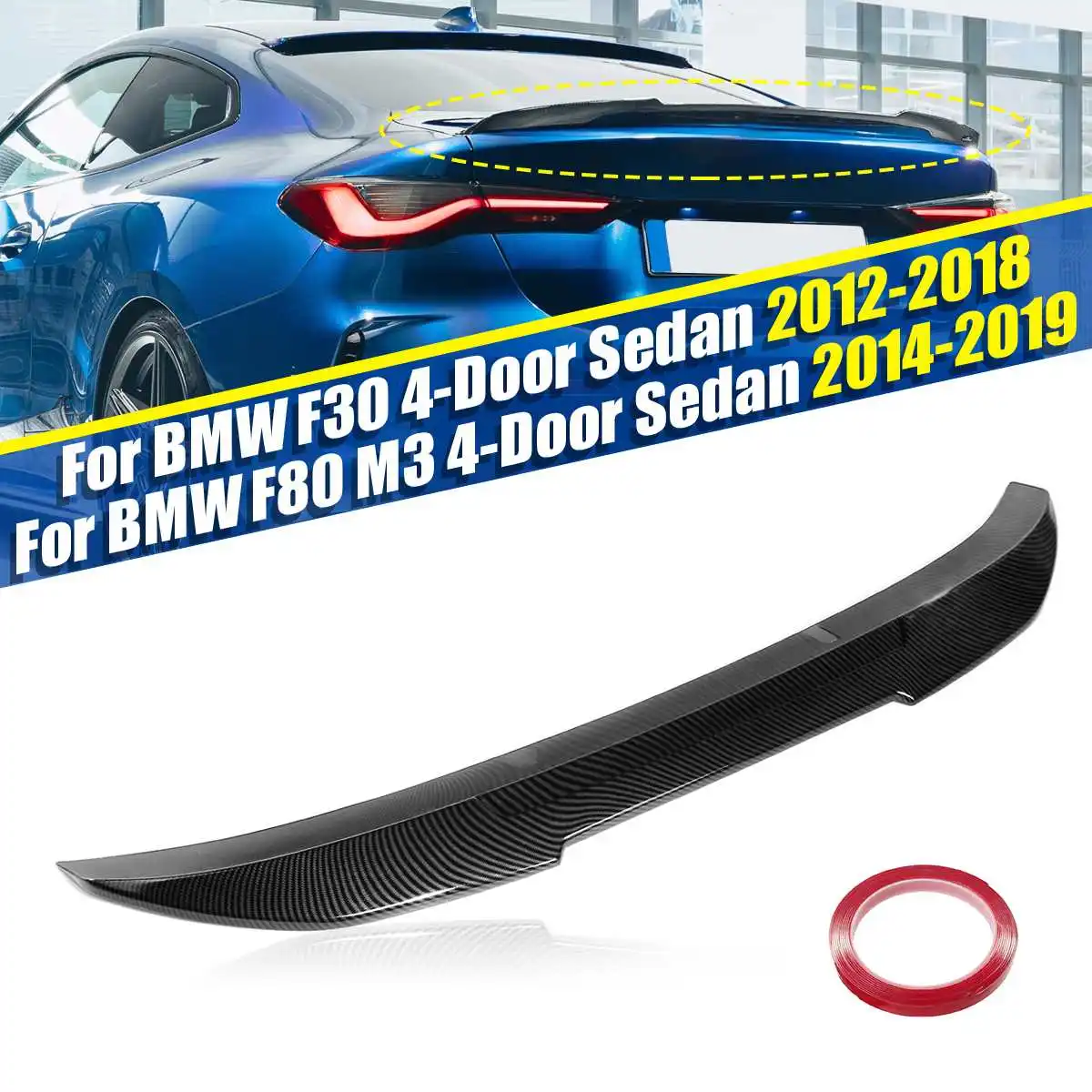 PSM Style Rear Spoiler Wing Trunk Lip For BMW F30 4DR Sedan 2012-2018 F80 M3 4DR Sedan 2014-19 Rear Trunk Spoiler Lip Tail Wing